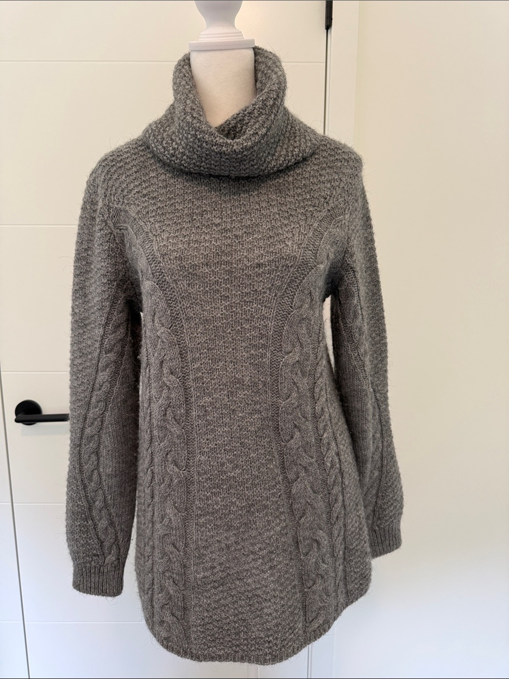 Massimo Dutti Gray Cable Turtleneck Sweater